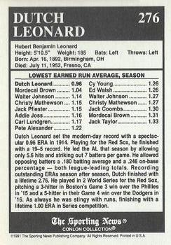1991 Conlon Collection TSN - No MLB Logo #276 Dutch Leonard Back