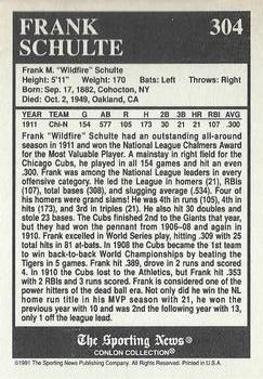 1991 Conlon Collection TSN - No MLB Logo #304 Frank Schulte Back