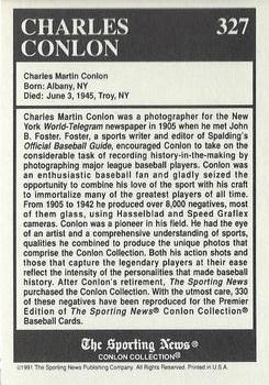 1991 Conlon Collection TSN - No MLB Logo #327 Charles Martin Conlon Back