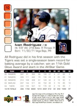 2005 Upper Deck Pros & Prospects #10 Ivan Rodriguez Back