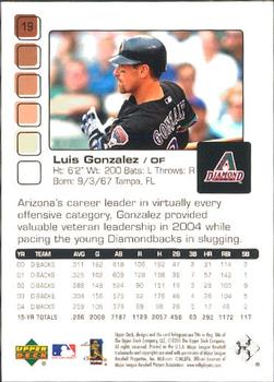2005 Upper Deck Pros & Prospects #19 Luis Gonzalez Back