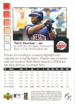2005 Upper Deck Pros & Prospects #20 Torii Hunter Back