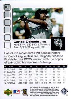 2005 Upper Deck Pros & Prospects #39 Carlos Delgado Back