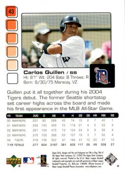 2005 Upper Deck Pros & Prospects #43 Carlos Guillen Back