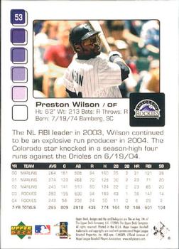 2005 Upper Deck Pros & Prospects #53 Preston Wilson Back