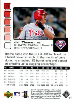 2005 Upper Deck Pros & Prospects #58 Jim Thome Back