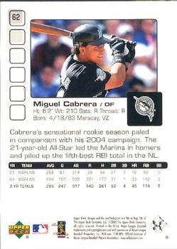 2005 Upper Deck Pros & Prospects #62 Miguel Cabrera Back