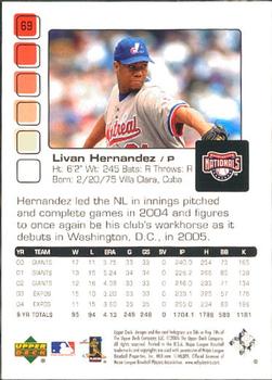 2005 Upper Deck Pros & Prospects #69 Livan Hernandez Back