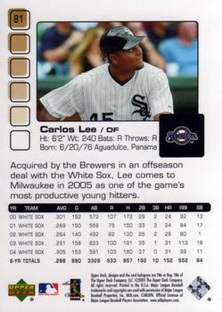 2005 Upper Deck Pros & Prospects #81 Carlos Lee Back