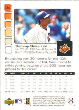 2005 Upper Deck Pros & Prospects #84 Sammy Sosa Back