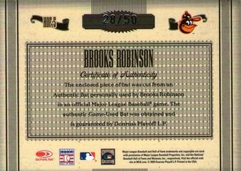2005 Donruss Timeless Treasures - HOF Materials Bat #HOF-5 Brooks Robinson Back