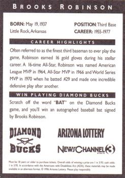 1996 Arizona Lottery Diamond Bucks #NNO Brooks Robinson Back