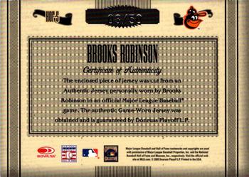 2005 Donruss Timeless Treasures - HOF Materials Jersey #HOF-5 Brooks Robinson Back