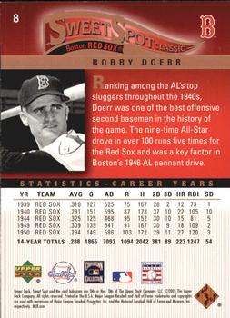 2005 Upper Deck Sweet Spot Classic #8 Bobby Doerr Back