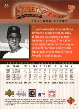 2005 Upper Deck Sweet Spot Classic #33 Gaylord Perry Back