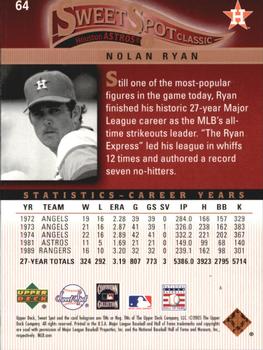 2005 Upper Deck Sweet Spot Classic #64 Nolan Ryan Back