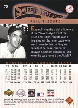 2005 Upper Deck Sweet Spot Classic #70 Phil Rizzuto Back