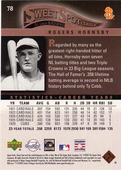 2005 Upper Deck Sweet Spot Classic #78 Rogers Hornsby Back