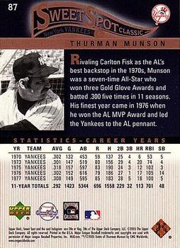 2005 Upper Deck Sweet Spot Classic #87 Thurman Munson Back