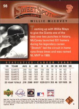 2005 Upper Deck Sweet Spot Classic #98 Willie McCovey Back