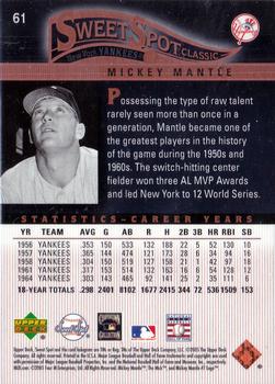 2005 Upper Deck Sweet Spot Classic #61 Mickey Mantle Back