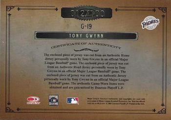 2005 Donruss Timeless Treasures - Home Road Gamers Trios #G-19 Tony Gwynn Back