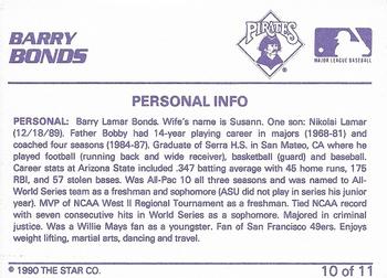 1990 Star Barry Bonds #10 Barry Bonds Back