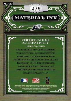2005 Donruss Timeless Treasures - Material Ink Combos Prime #MI-29 Fred McGriff Back