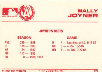 1990 Star Silver #30 Wally Joyner Back