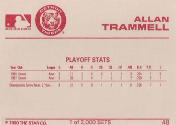 1990 Star Silver #48 Alan Trammell Back