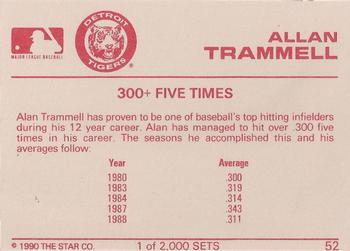 1990 Star Silver #52 Alan Trammell Back