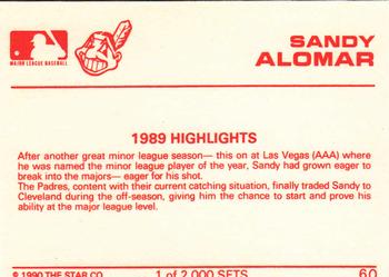 1990 Star Silver #60 Sandy Alomar Back