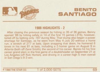 1990 Star Silver #69 Benito Santiago Back