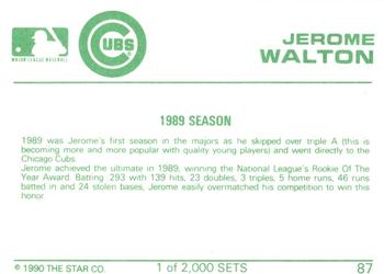 1990 Star Silver #87 Jerome Walton Back