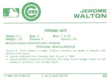 1990 Star Silver #89 Jerome Walton Back