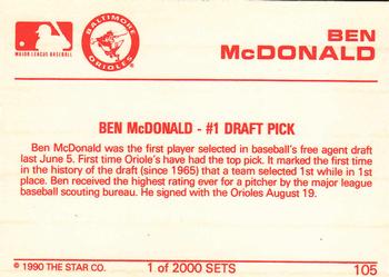 1990 Star Silver #105 Ben McDonald Back