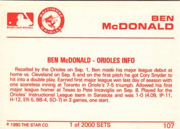 1990 Star Silver #107 Ben McDonald Back