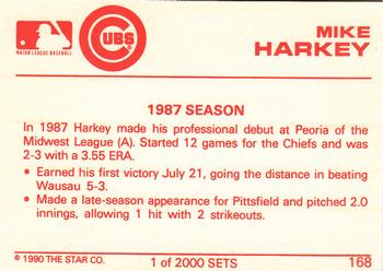 1990 Star Silver #168 Mike Harkey Back