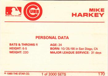 1990 Star Silver #170 Mike Harkey Back