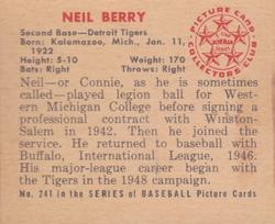 1950 Bowman #241 Neil Berry Back