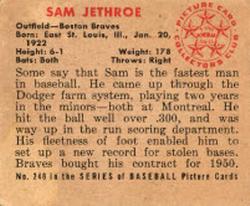 1950 Bowman #248 Sam Jethroe Back