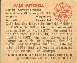 1950 Bowman #130 Dale Mitchell Back
