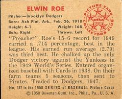 1950 Bowman #167 Elwin Roe Back