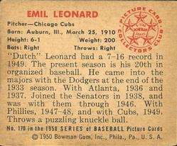 1950 Bowman #170 Emil Leonard Back