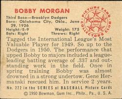 1950 Bowman #222 Bobby Morgan Back