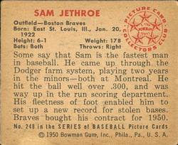 1950 Bowman #248 Sam Jethroe Back