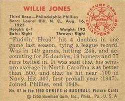 1950 Bowman #67 Willie Jones Back