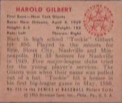 1950 Bowman #235 Harold Gilbert Back