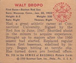 1950 Bowman #246 Walt Dropo Back