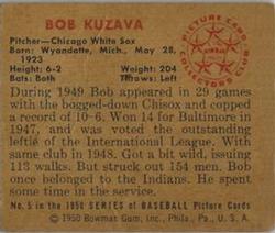 1950 Bowman #5 Bob Kuzava Back